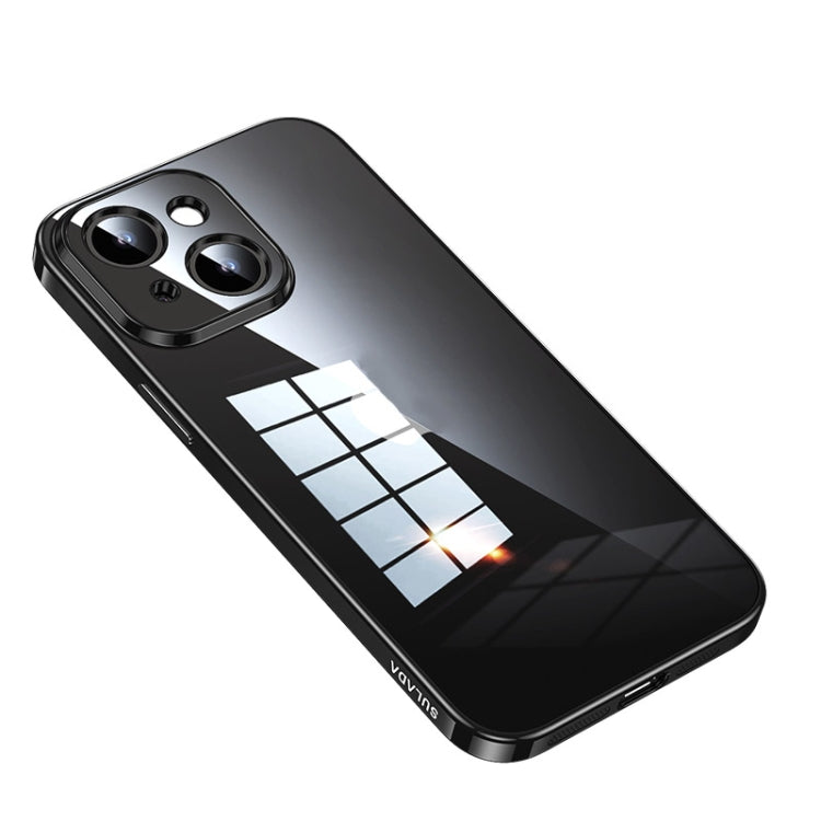 For iPhone 14 SULADA Shine Through Series Plating TPU Transparent Phone Protective Case(Black) - iPhone 14 Cases by SULADA | Online Shopping South Africa | PMC TechLife | Buy Now Pay Later Mobicred
