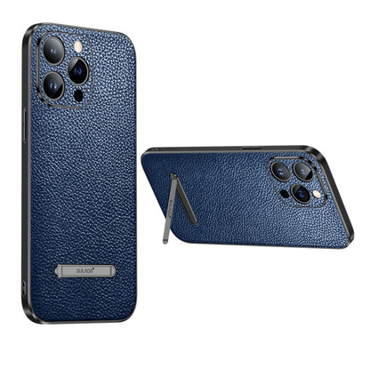 For iPhone 13 Pro Max SULADA Invisible Bracket Leather Back Cover Phone Case(Blue) - iPhone 13 Pro Max Cases by SULADA | Online Shopping South Africa | PMC Jewellery | Buy Now Pay Later Mobicred