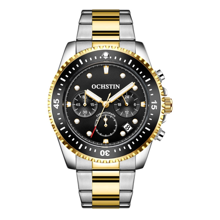 OCHSTIN 7019C Multifunctional Quartz Waterproof Luminous Steel Strap Men Watch(Black+Gold) - Metal Strap Watches by OCHSTIN | Online Shopping South Africa | PMC Jewellery | Buy Now Pay Later Mobicred