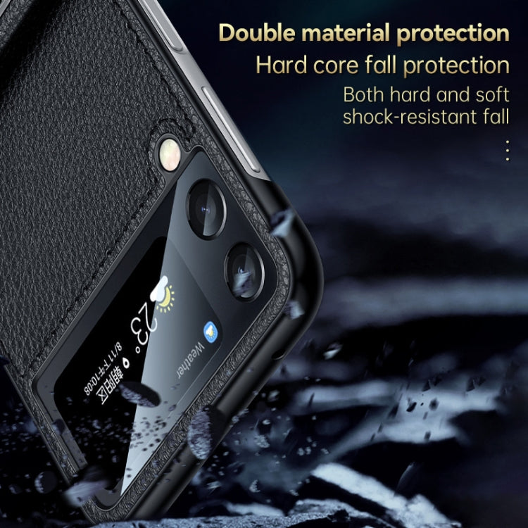 For Samsung Galaxy Z Flip4 SULADA Invisible Bracket Leather Back Cover Phone Case(Blue) - Galaxy Z Flip4 5G Cases by SULADA | Online Shopping South Africa | PMC TechLife | Buy Now Pay Later Mobicred