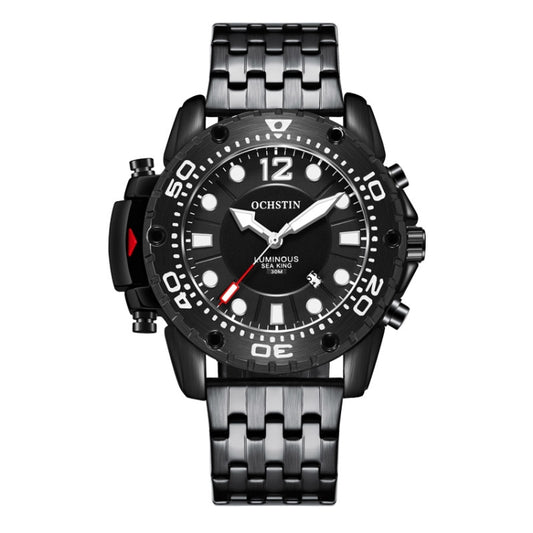 OCHSTIN 7249 Fashion Steel Strap Multifunctional Quartz Men Watch(Black+Black) - Metal Strap Watches by OCHSTIN | Online Shopping South Africa | PMC Jewellery | Buy Now Pay Later Mobicred