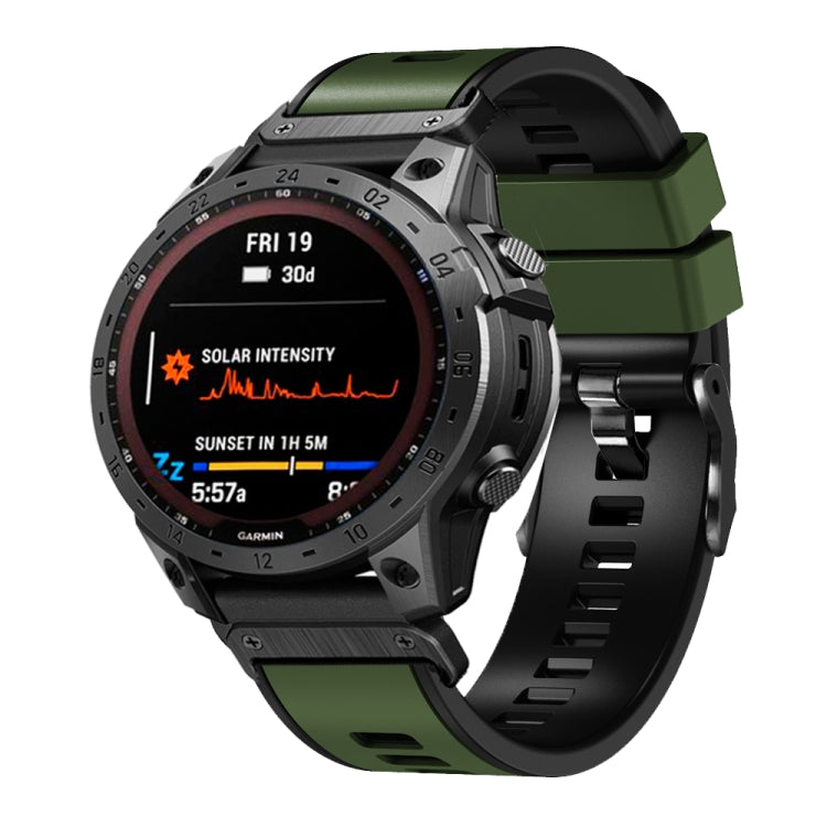 Compatible with Garmin Fenix 7 22mm Plain Weave Two-Color Quick Release Silicone Watch Band(Army Green) - free shipping - PMC TechLife - Order now!