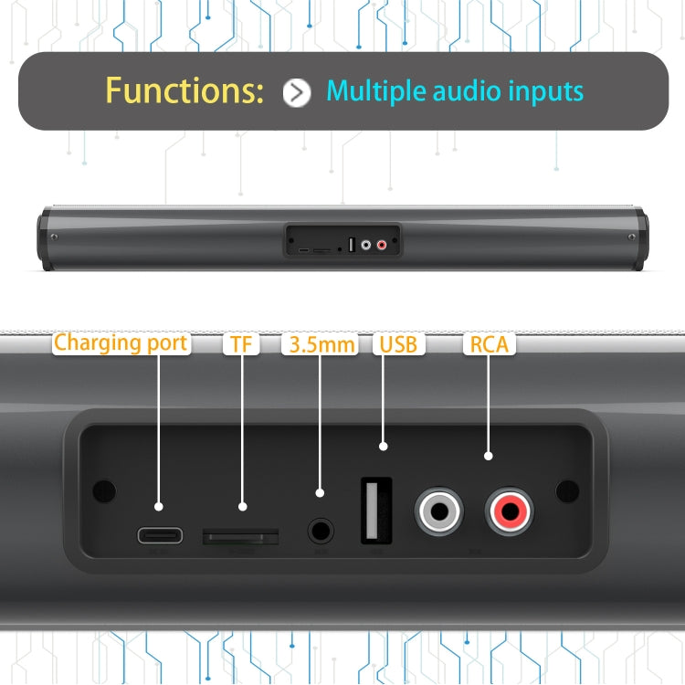 BS-10 Bluetooth 5.0 Speaker TV Soundbar with Remote Control(Black) - Desktop Speaker by PMC TechLife | Online Shopping South Africa | PMC TechLife