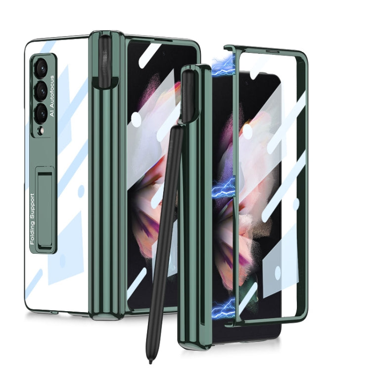 For Samsung Galaxy Z Fold3 5G GKK Magnetic Fold Hinge Shockproof Phone Case with Pen Slots(Green) - Galaxy Phone Cases by GKK | Online Shopping South Africa | PMC Jewellery