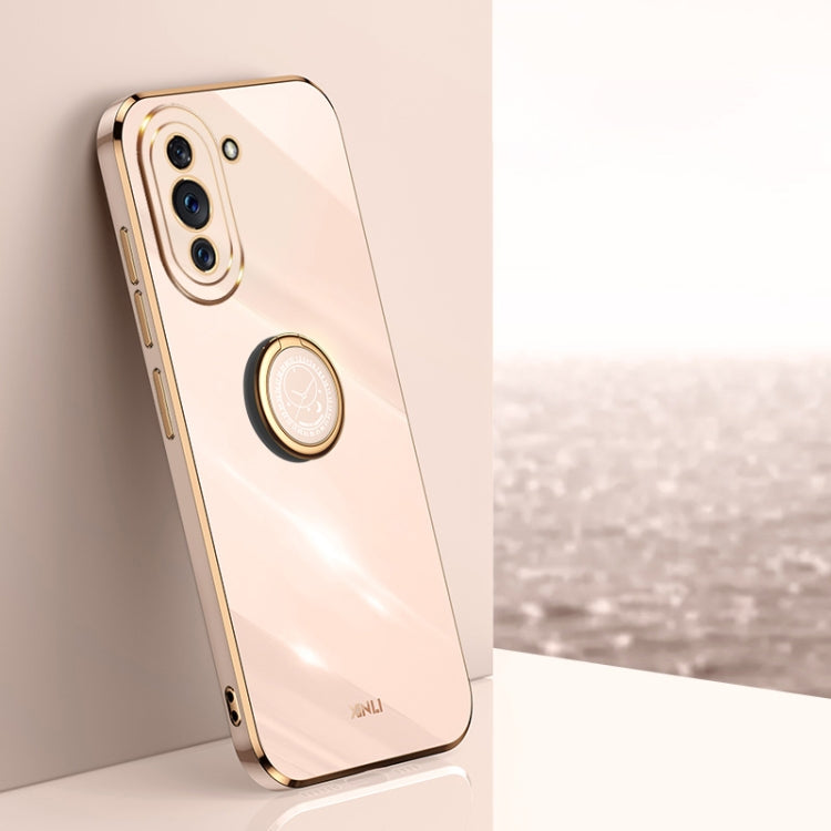 For Huawei nova 10 XINLI Straight Edge 6D Electroplate TPU Phone Case with Ring Holder(Pink) - Huawei Cases by PMC TechLife | Online Shopping South Africa | PMC TechLife | Buy Now Pay Later Mobicred