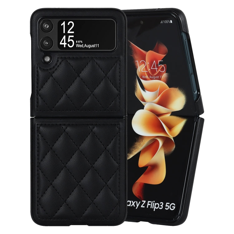 For Samsung Galaxy Z Flip4 Rhombic Microfiber Folding Phone Case(Black) - free shipping - PMC TechLife - Order now!