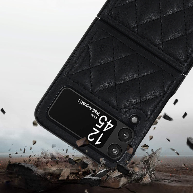 For Samsung Galaxy Z Flip4 Rhombic Microfiber Folding Phone Case(Black) - free shipping - PMC TechLife - Order now!