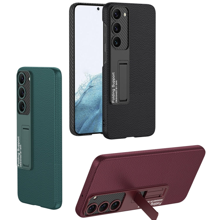 For Samsung Galaxy S23+ 5G GKK Plain Leather Shockproof Phone Case with Holder(Red) - Galaxy S23+ 5G Cases by GKK | Online Shopping South Africa | PMC TechLife