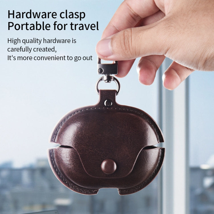 For Huawei FreeBuds Pro 2 Business Leather Earphone Protective Case with Hook(Light Brown) - Huawei Earphone Case by PMC TechLife | Online Shopping South Africa | PMC TechLife