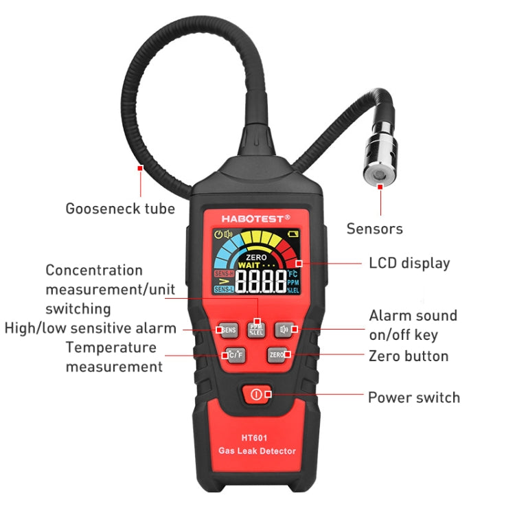 HABOTEST HT601B Combustible Gas Detector Thousand Battery Model with Numerical Display - Gas Monitor by HABOTEST | Online Shopping South Africa | PMC TechLife | Buy Now Pay Later Mobicred