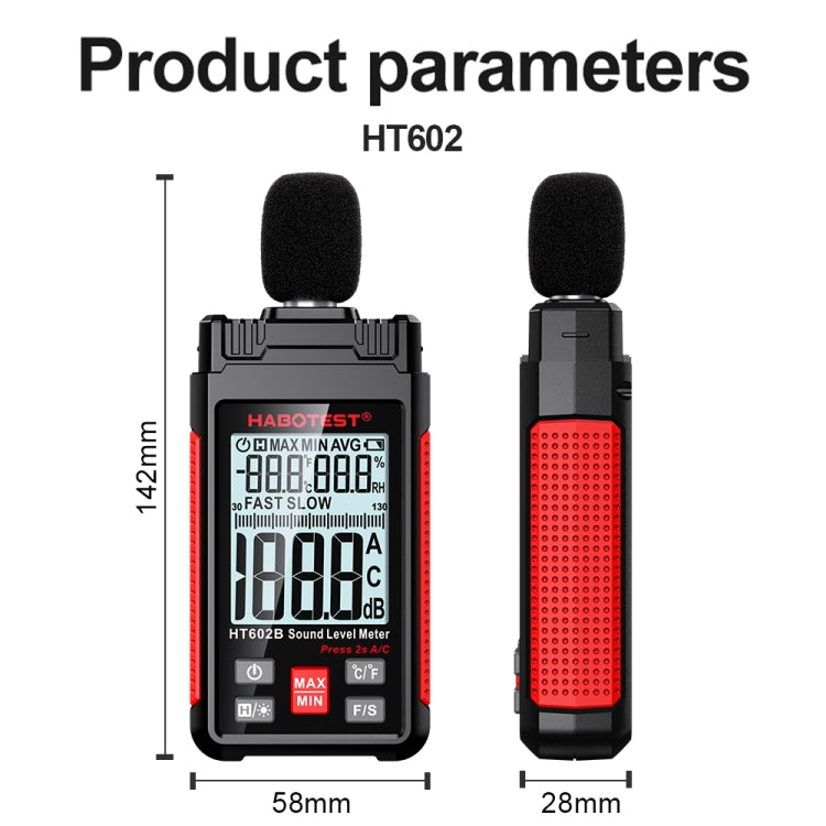 HABOTEST HT602B Multifunctional Digital Display Noise Decibel Tester - Light & Sound Meter by HABOTEST | Online Shopping South Africa | PMC Jewellery | Buy Now Pay Later Mobicred