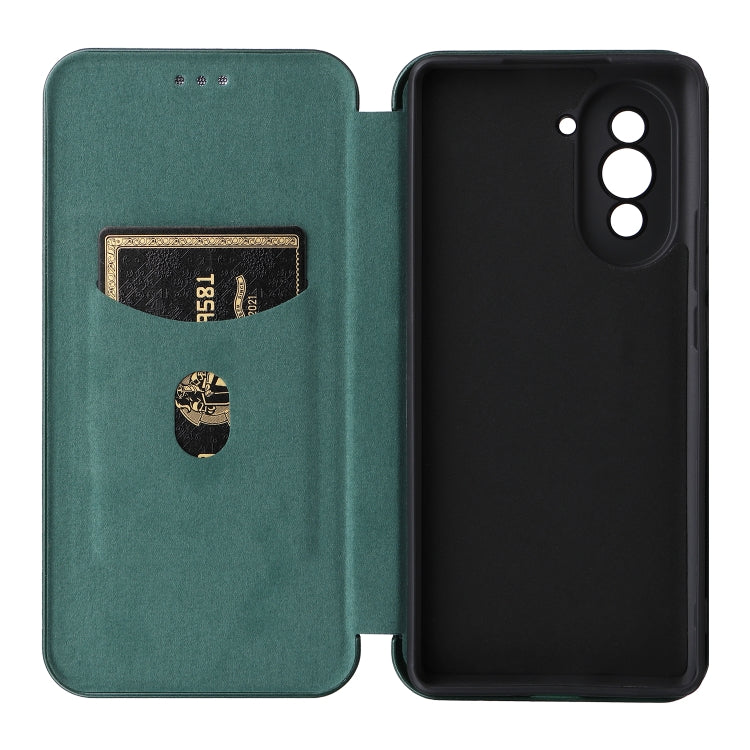 For Huawei nova 10 Carbon Fiber Texture Flip Leather Phone Case(Green) - Huawei Cases by PMC Jewellery | Online Shopping South Africa | PMC Jewellery