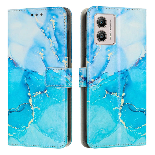 For Motorola Moto G73 Painted Marble Pattern Leather Phone Case(Blue Green) - Motorola Cases by PMC Jewellery | Online Shopping South Africa | PMC Jewellery