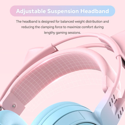 T25 RGB Stereo Cat Ear Bluetooth Wireless Headphones with Detachable Microphone(Blue) - Headset & Headphone by PMC Jewellery | Online Shopping South Africa | PMC Jewellery