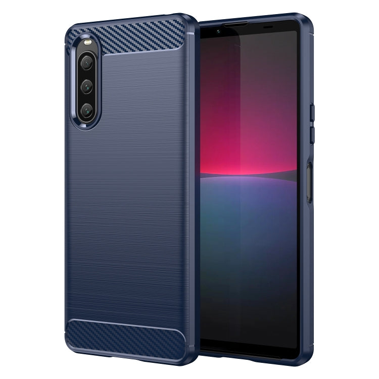 For Sony Xperia 10 V Brushed Texture Carbon Fiber TPU Phone Case(Blue) - Sony Cases by PMC TechLife | Online Shopping South Africa | PMC TechLife | Buy Now Pay Later Mobicred