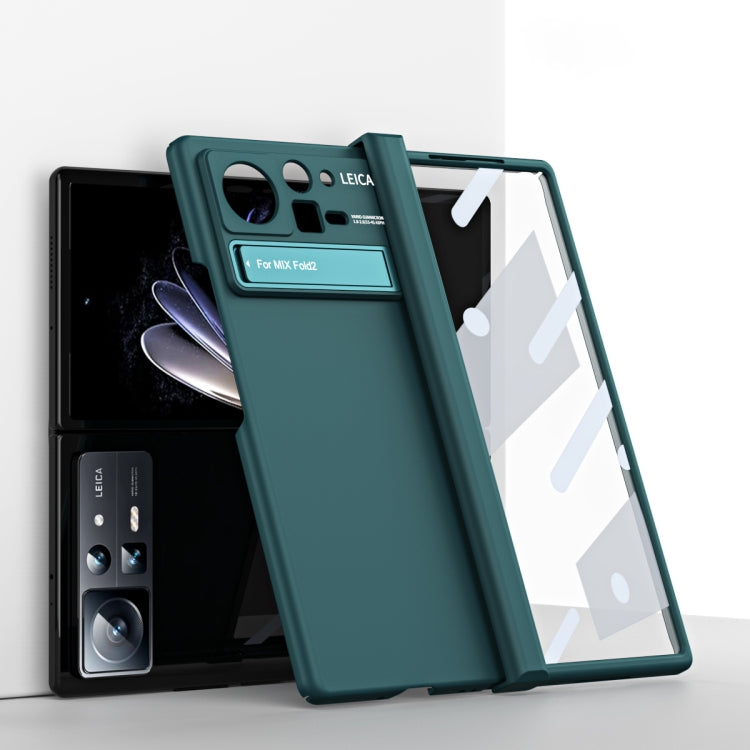 For Xiaomi Mix Fold 2 Macaron Hinge All-inclusive Folding Phone Case with Stand(Dark Green) - Xiaomi Cases by PMC Jewellery | Online Shopping South Africa | PMC Jewellery