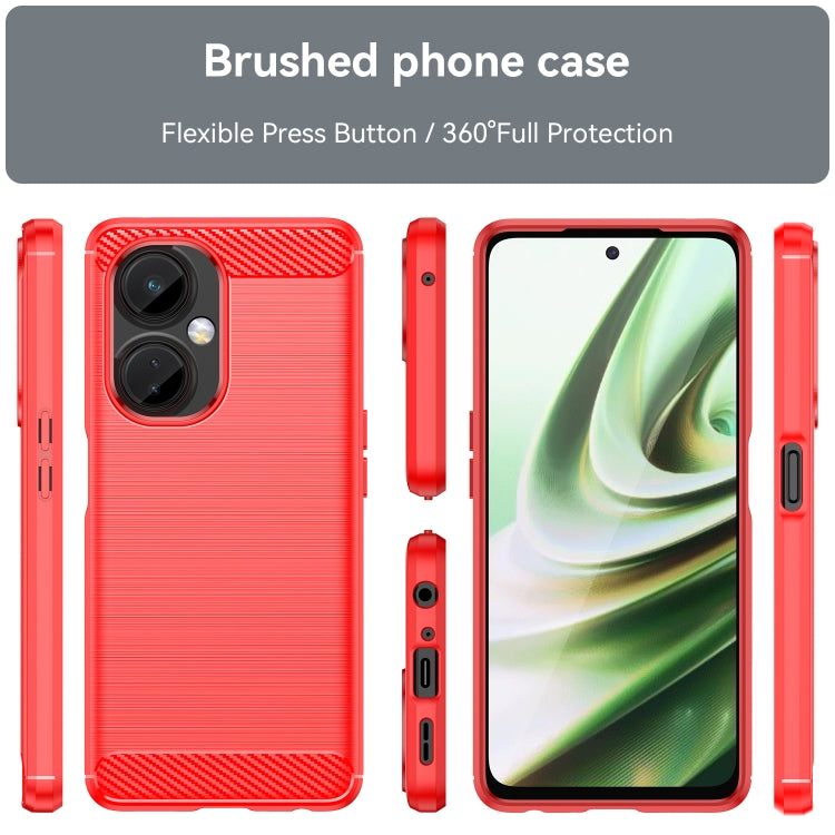 For OnePlus Nord CE 3 Brushed Texture Carbon Fiber TPU Phone Case(Red) - OnePlus Cases by PMC Jewellery | Online Shopping South Africa | PMC Jewellery