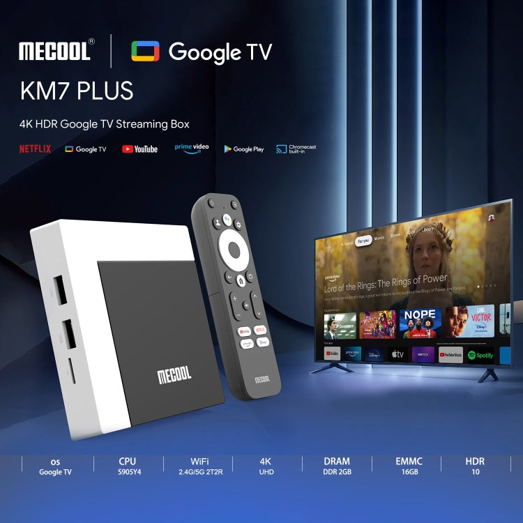 MECOOL KM7 Plus Android 10.0 Smart TV Set Top Box, Amlogic S905Y4 Quad Core, 2GB+16GB, Plug Type:UK Plug - Amlogic S905 by MECOOL | Online Shopping South Africa | PMC Jewellery