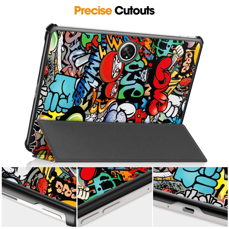 For OnePlus Pad Custer Painted 3-Fold Holder Smart Leather Tablet Case(Graffiti) - Others by PMC Jewellery | Online Shopping South Africa | PMC Jewellery