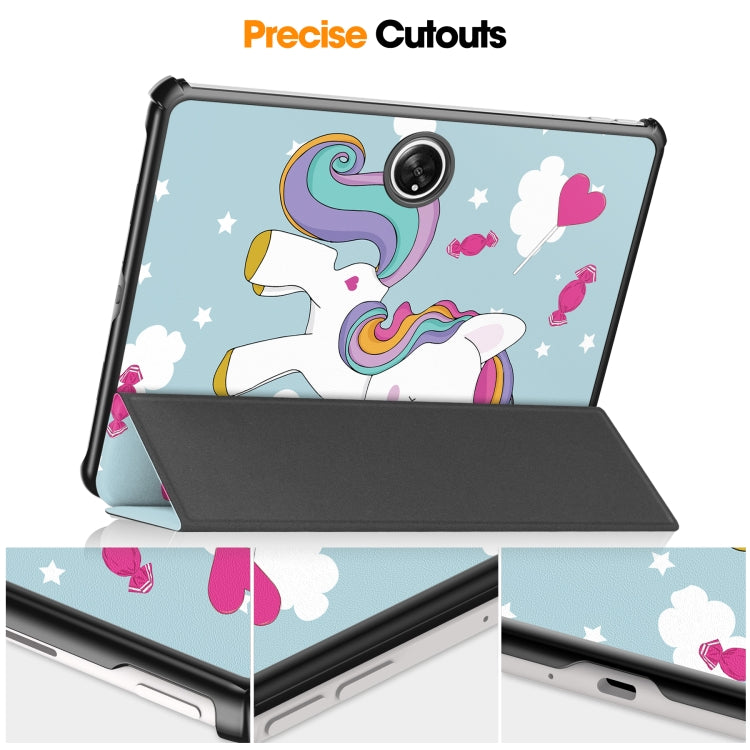 For OnePlus Pad Custer Painted 3-Fold Holder Smart Leather Tablet Case(Unicorn) - Others by PMC Jewellery | Online Shopping South Africa | PMC Jewellery