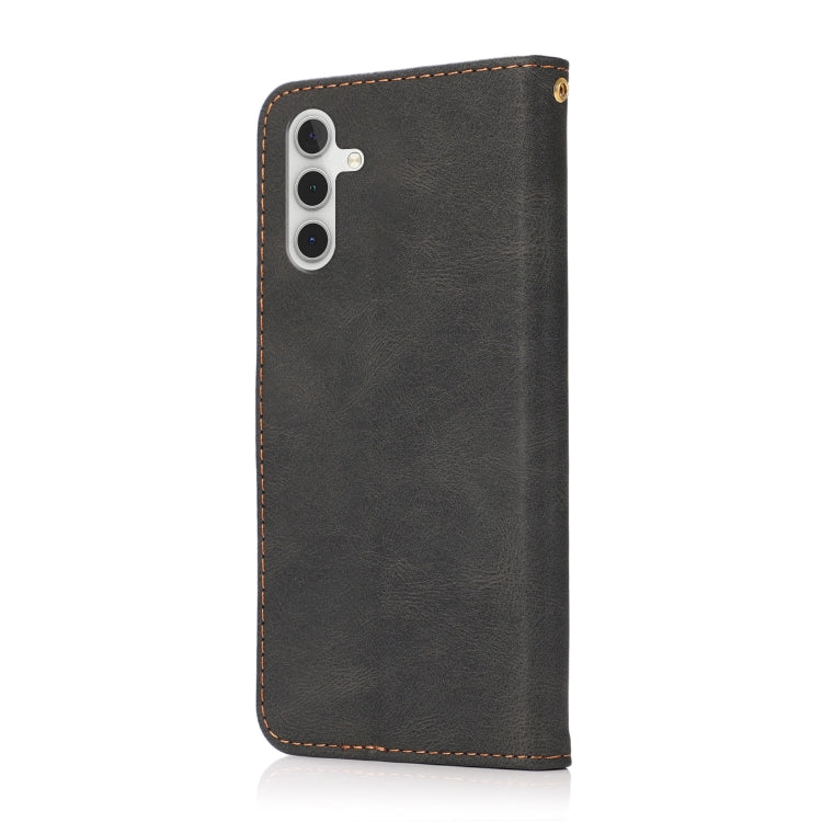 For Samsung Galaxy A14 / A04s Dual-color Stitching Leather Phone Case(Black Brown) - free shipping - PMC TechLife - Order now!