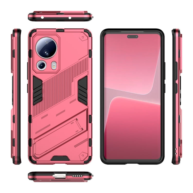 For Xiaomi 13 Lite Punk Armor 2 in 1 PC + TPU Shockproof Phone Case with Holder(Rose Red) - 13 Lite Cases by PMC Jewellery | Online Shopping South Africa | PMC Jewellery