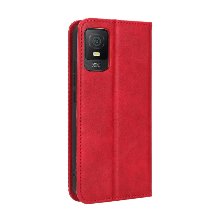 For TCL 403 Magnetic Buckle Retro Texture Leather Phone Case(Red) - More Brand by PMC Jewellery | Online Shopping South Africa | PMC Jewellery