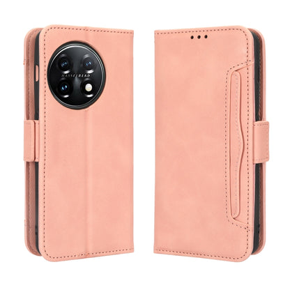 For OnePlus 11R / Ace 2 Skin Feel Calf Texture Card Slots Leather Phone Case(Pink) - OnePlus Cases by PMC Jewellery | Online Shopping South Africa | PMC Jewellery