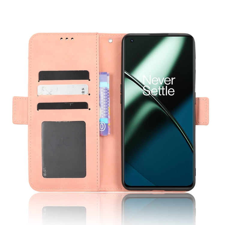 For OnePlus 11R / Ace 2 Skin Feel Calf Texture Card Slots Leather Phone Case(Pink) - OnePlus Cases by PMC Jewellery | Online Shopping South Africa | PMC Jewellery