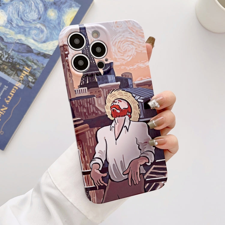 For iPhone 14 Pro Precise Hole Oil Painting Glossy PC Phone Case(Tower) - iPhone 14 Pro Cases by PMC TechLife | Online Shopping South Africa | PMC TechLife