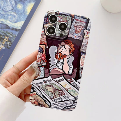 For iPhone 13 Precise Hole Oil Painting Glossy PC Phone Case(Newspaper) - iPhone 13 Cases by PMC Jewellery | Online Shopping South Africa | PMC Jewellery