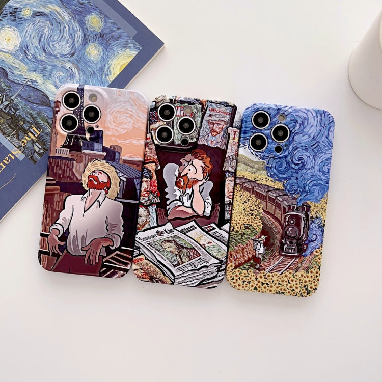 For iPhone 13 Pro Precise Hole Oil Painting Glossy PC Phone Case(Tower) - iPhone 13 Pro Cases by PMC Jewellery | Online Shopping South Africa | PMC Jewellery