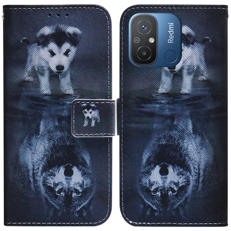 For Xiaomi Redmi 12C / 11A Coloured Drawing Flip Leather Phone Case(Wolf and Dog) - Xiaomi Cases by PMC Jewellery | Online Shopping South Africa | PMC Jewellery