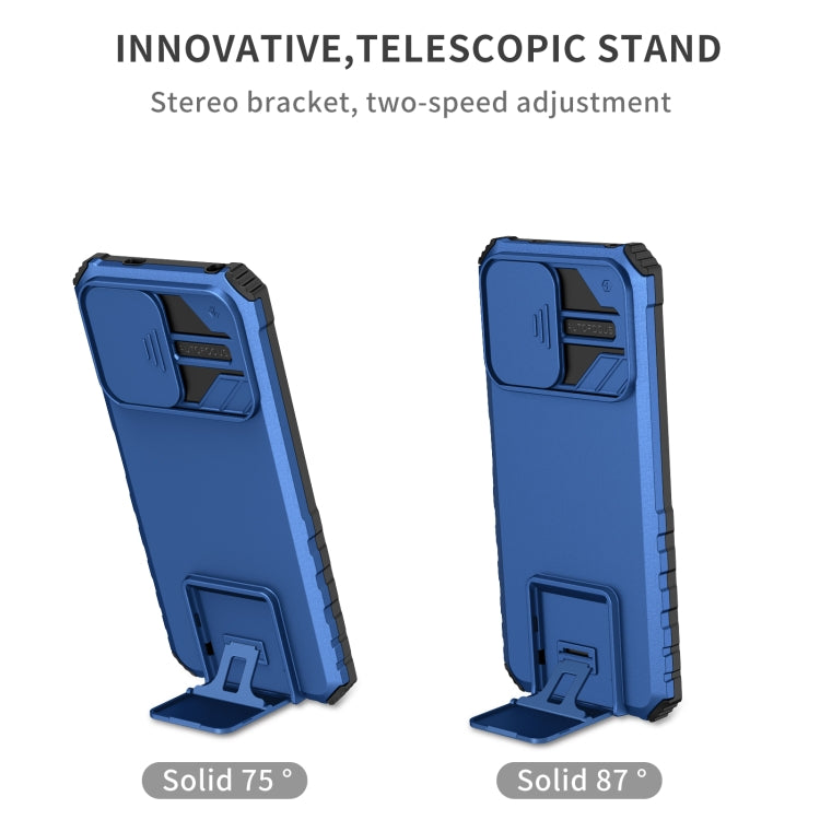 For Xiaomi Redmi Note 12 5G / Poco X5 Stereoscopic Holder Sliding Camshield Phone Case(Blue) - free shipping - PMC TechLife - Order now!