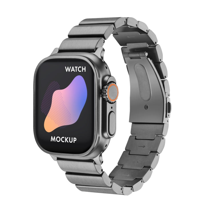 Flat Buckle Titanium Alloy Watch Band For Apple Watch Ultra 49mm&Watch Ultra 2 49mm / Series 9&8&7 45mm / SE 3&SE 2&6&SE&5&4 44mm / 3&2&1 42mm (Gray) - Watch Bands by PMC TechLife | Online Shopping South Africa | PMC TechLife | Buy Now Pay Later Mobicred