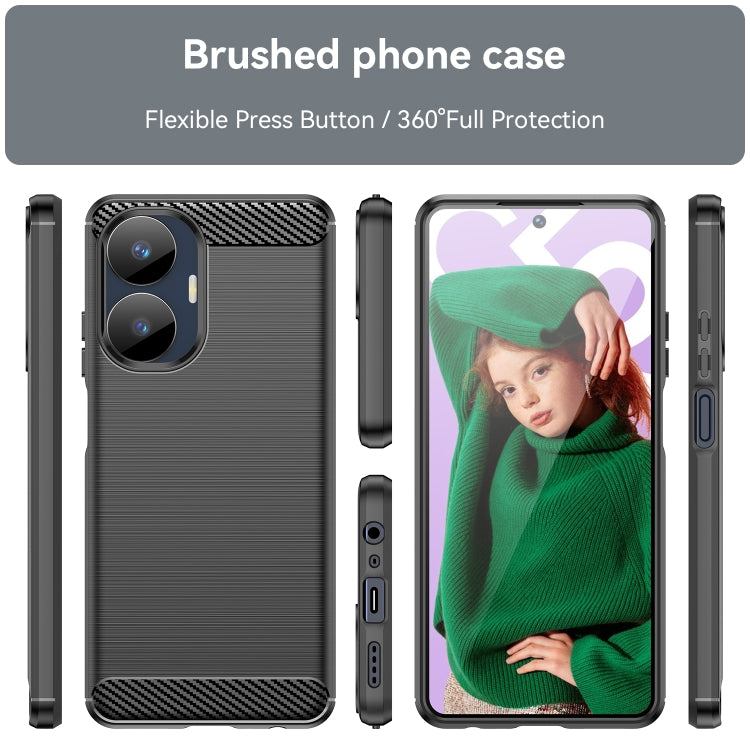 For Realme C55 Brushed Texture Carbon Fiber TPU Phone Case(Black) - Realme Cases by PMC TechLife | Online Shopping South Africa | PMC TechLife | Buy Now Pay Later Mobicred