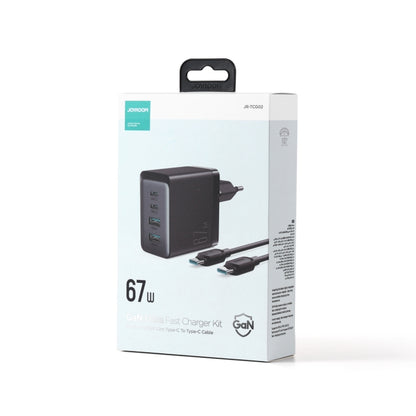 JOYROOM TCG02 Gallium Nitride 67W Dual USB+Dual USB-C/Type-C Multi-Port Charger Set, Specification:EU Plug(Black) - USB Charger by JOYROOM | Online Shopping South Africa | PMC Jewellery | Buy Now Pay Later Mobicred