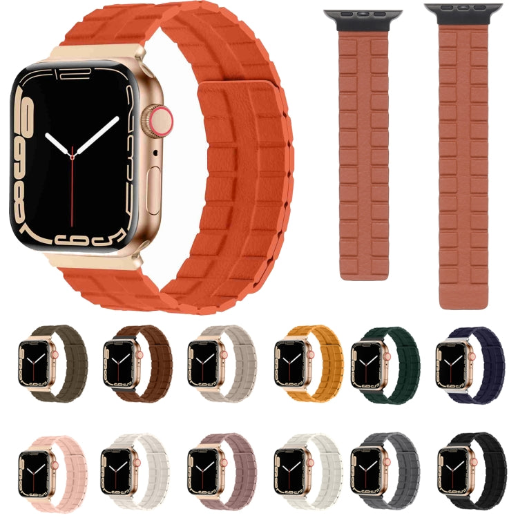 Square Two-section Leather Magnetic Watch Band For Apple Watch Series 8&7 41mm / SE 2&6&SE&5&4 40mm / 3&2&1 38mm(Pink) -  by PMC Jewellery | Online Shopping South Africa | PMC Jewellery