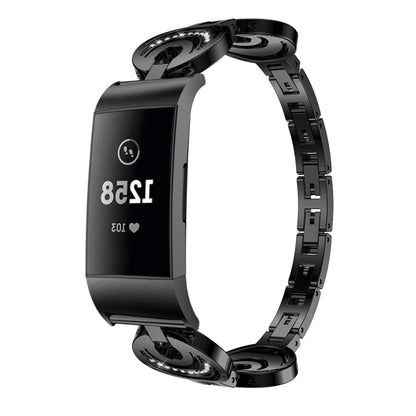 For Fitbit Charge 2 Sun Moon Star Diamond Metal Watch Band(Black) - Smart Wear by PMC Jewellery | Online Shopping South Africa | PMC Jewellery