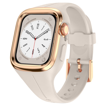 Stainless Steel Frame Silicone Watch Band For Apple Watch Series 8&7 41mm / SE 2&6&SE&5&4 40mm / 3&2&1 38mm(Starlight) -  by PMC Jewellery | Online Shopping South Africa | PMC Jewellery