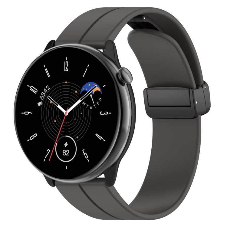 For Amazfit GTR Mini Magnetic Fold Clasp Black Buckle Silicone Watch Band(Space Grey) -  by PMC TechLife | Online Shopping South Africa | PMC TechLife