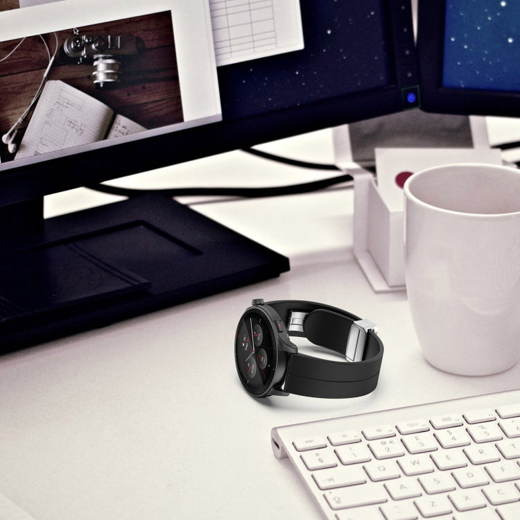 For Amazfit GTR 4 Magnetic Fold Clasp Silver Buckle Silicone Watch Band(Black) -  by PMC TechLife | Online Shopping South Africa | PMC TechLife