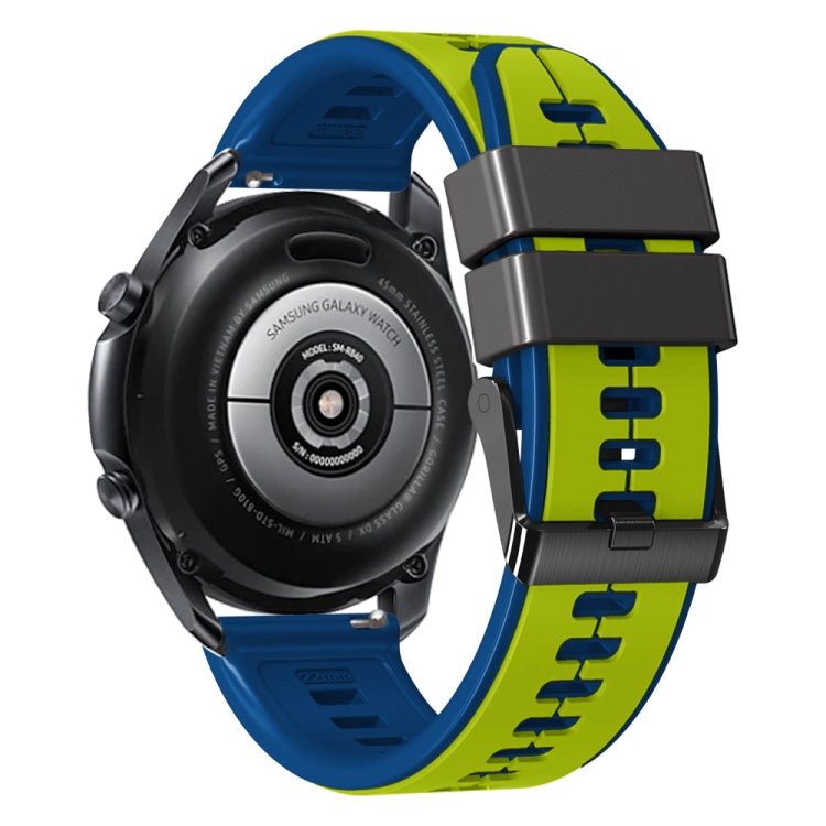 20mm Universal Vertical Line Two-Color Silicone Watch Band(Lime+Blue) - Smart Wear by PMC TechLife | Online Shopping South Africa | PMC TechLife