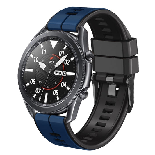 20mm Universal Vertical Line Two-Color Silicone Watch Band(Dark Blue+Black) - Smart Wear by PMC Jewellery | Online Shopping South Africa | PMC Jewellery
