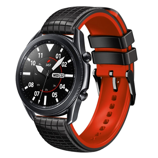 20mm Universal Mesh Two-Tone Silicone Watch Band(Black Red) - Smart Wear by PMC Jewellery | Online Shopping South Africa | PMC Jewellery