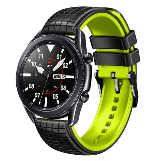 20mm Universal Mesh Two-Tone Silicone Watch Band(Black Lime) - Smart Wear by PMC Jewellery | Online Shopping South Africa | PMC Jewellery