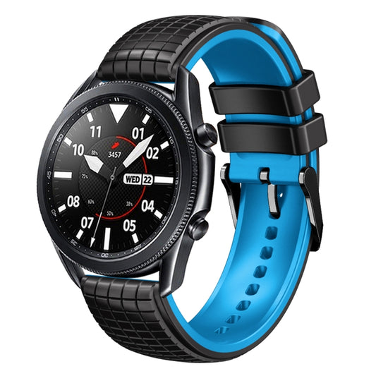 20mm Universal Mesh Two-Tone Silicone Watch Band(Black Sky Blue) - Smart Wear by PMC Jewellery | Online Shopping South Africa | PMC Jewellery