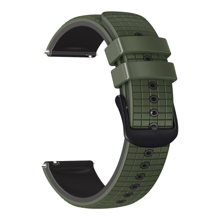20mm Universal Mesh Two-Tone Silicone Watch Band(Army Green Black) - Smart Wear by PMC TechLife | Online Shopping South Africa | PMC TechLife