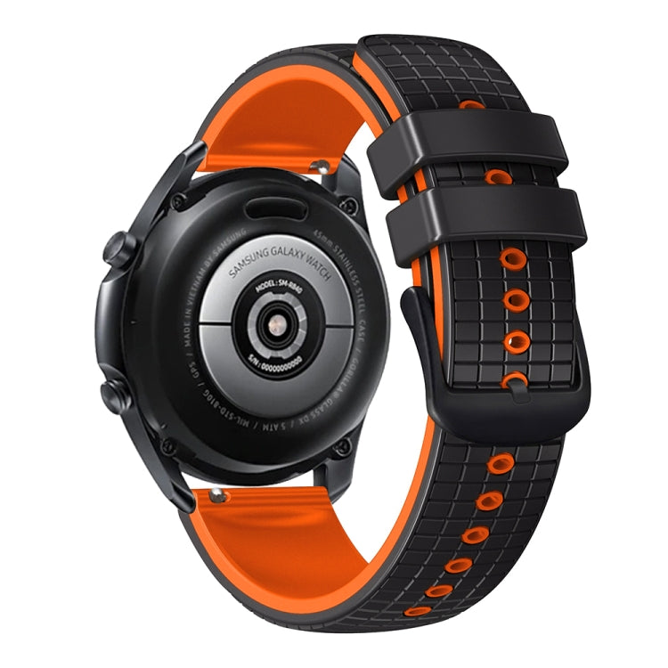 22mm Universal Mesh Two-Tone Silicone Watch Band(Black Orange) - Smart Wear by PMC TechLife | Online Shopping South Africa | PMC TechLife