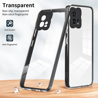 For Motorola Moto G72 5G 3 in 1 Clear TPU Color PC Frame Phone Case(Black) - Motorola Cases by PMC Jewellery | Online Shopping South Africa | PMC Jewellery